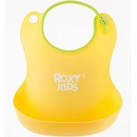 Roxy Kids Нагрудник  мягкий с кармашком и застежкой желтый					