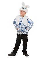 Батик Карнавальный костюм для мальчиков Зайчонок Ванятка / рост 122 см, от 7 лет / цвет синий, белый					