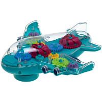1Toy Интерактивная игрушка Движок Самолет прозрачный со световыми и звуковыми эффектами / цвет голубой					