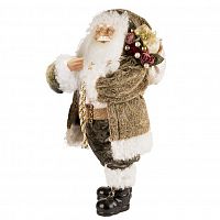 Maxitoys Дед Мороз в Мягкой Шубке с Мешком, 32 см  / цвет белый, коричневый					