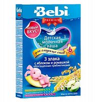 Беби Каша Premium Для сладких снов 3 злака Яблоко + Ромашка с Молоком и Пребиотиками с 6 мес					