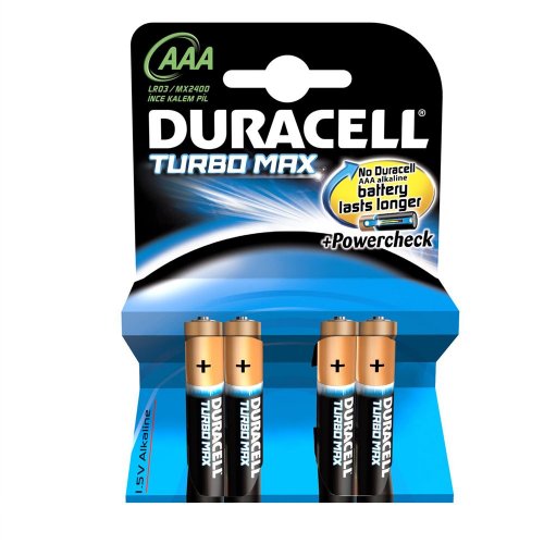 Батарейки алкалиновые DURACELL TurboMax AAA 1.5V LR03 / блистер 4 шт