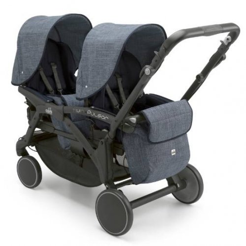 CAM Детская прогулочная коляска для двойни Twin Pulsar / цвет 625 серый с синим