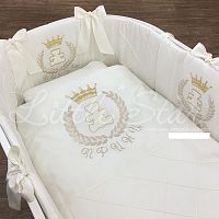 Little star набор в овальную кроватку  "герб принц " / цвет экрю					