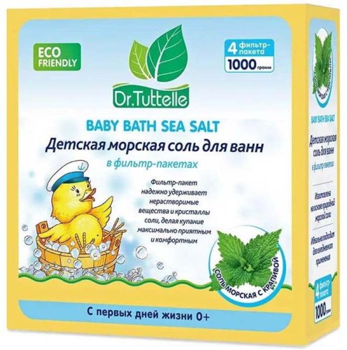 Dr. Tuttelle Детская морская соль для ванн с крапивой, 1000 г