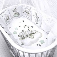 Луняшки Комплект в кроватку "Тигрята" 6 предметов/ цвет серый					