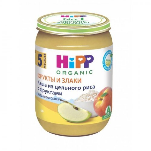 Хипп Пюре 190г Рис/фрукты с 5 мес