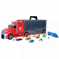 Givito Детская машинка серии "Мой город" (Автовоз - кейс 64 см, красный, с тоннелем. Набор из 6 машинок)					