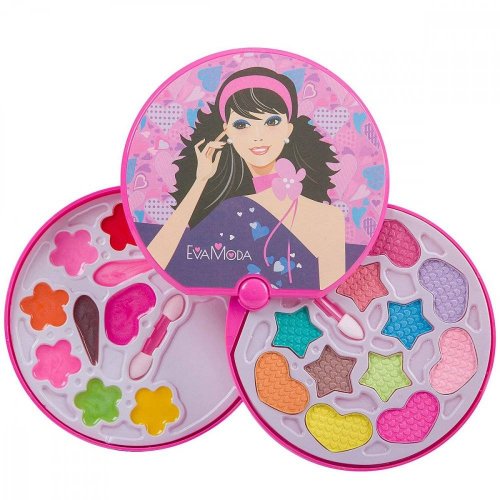 Набор детской декоративной косметики Bondibon Eva Moda,  косметичка-диск, 2х-уровневая