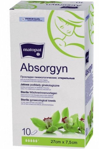 Прокладки гинекологические Absorgyn марки "matopat"стерильные 27 x 7,5 см, по 10 шт